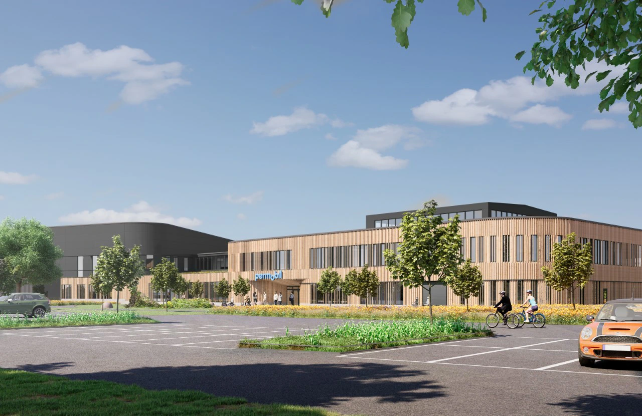 A rendering of Permobil's forthcoming new headquarters in Birsta, Sweden