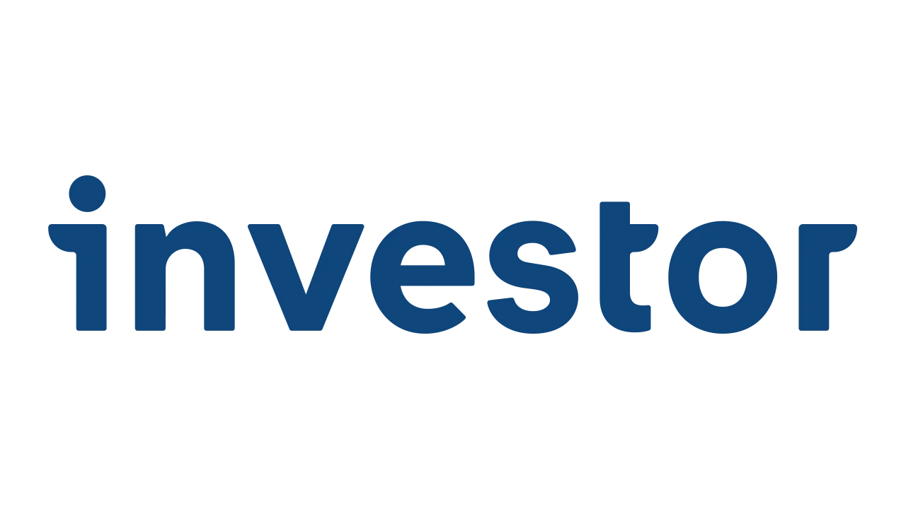 Blue on white logo of Investor